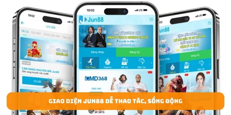 Giao diện Jun88 dễ thao tác, sống động